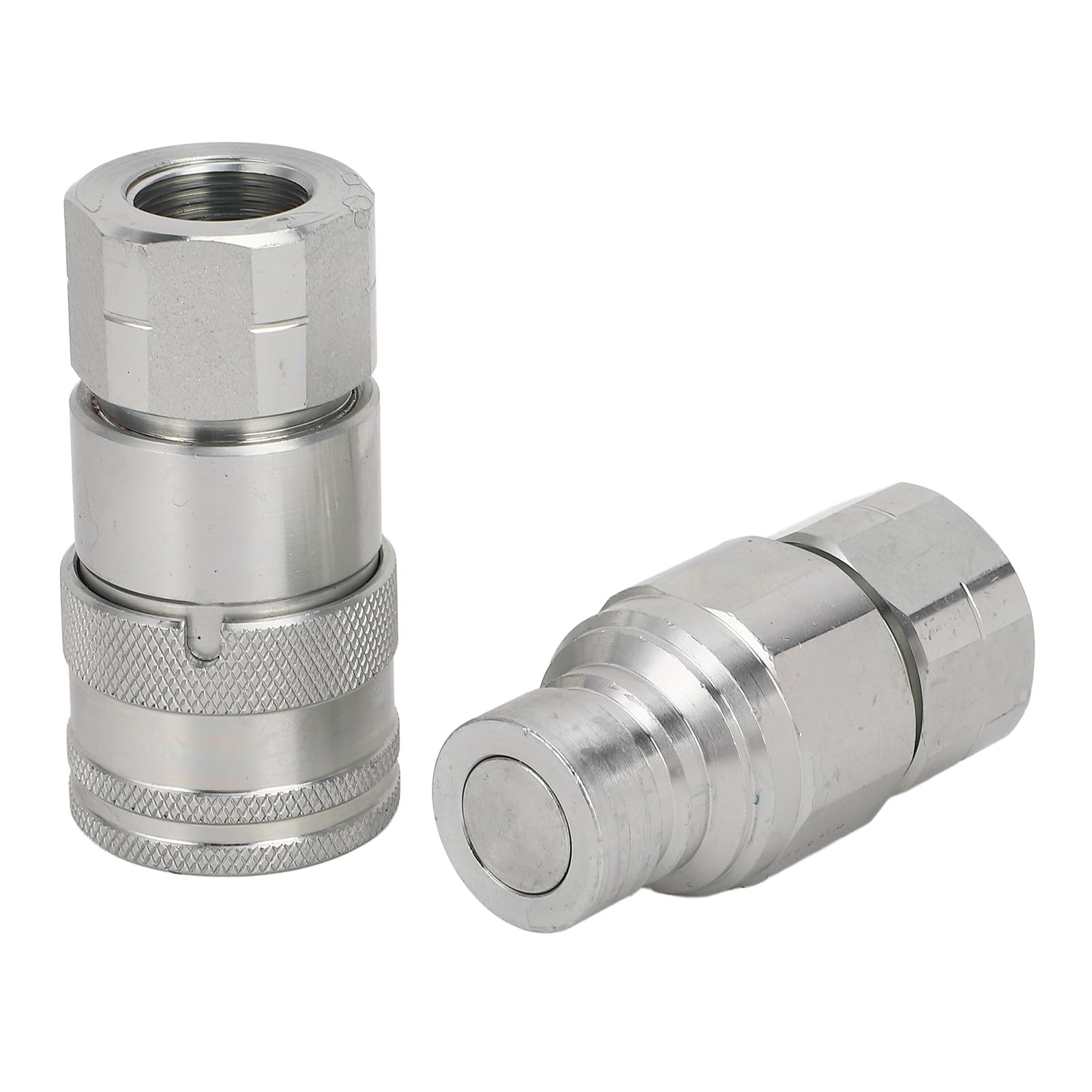 Acoplamientos hidráulicos de conexión rápida, 2 piezas, accesorios de conexión rápida de cara plana de acero al carbono de alta resistencia con tapas antipolvo, rosca 1/2 N