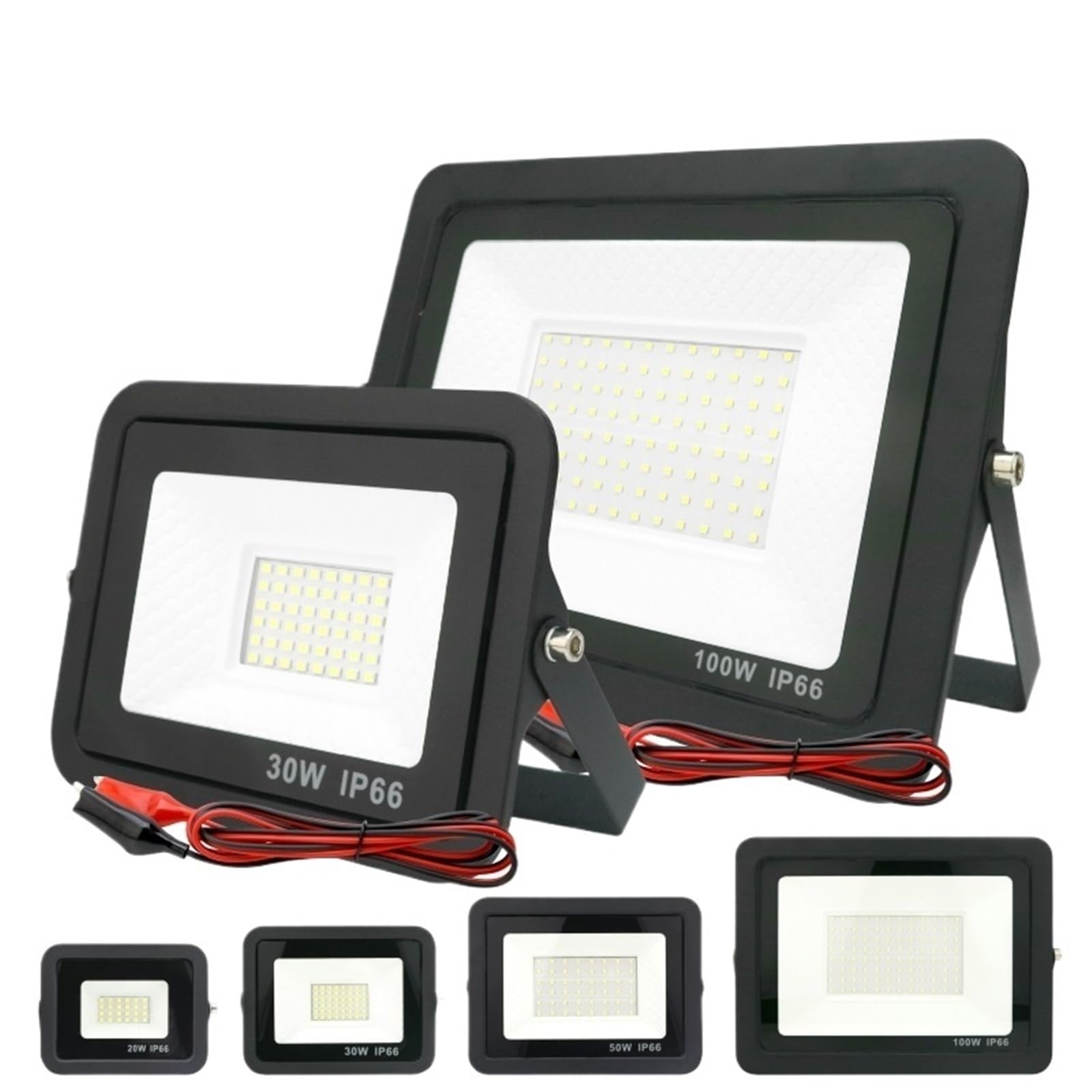 Gadsqdkok Cool White(5500-7000K) Dc12v Led Flood Light 20W 30W 50W 100W Outdoor Floodlight Spotlight Ip66 Waterproof Light Reflector Portable 12 Volt Led Lights(100W_dc 12V)