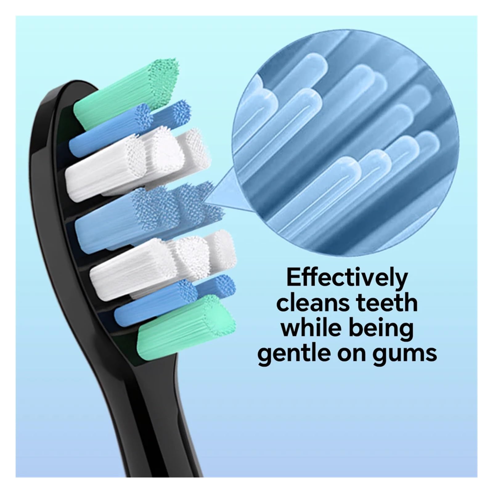 muyihui Paquete de 4, 8, 12 y 20 cabezales cepillo repuesto compatibles con dientes eléctrico Click-on, recambios cepillos(Black-20 Pcs)