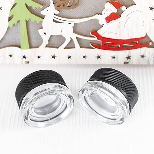 Miniatura 5 de Tarros redondos de vidrio con tapas negras, recipientes pequeños duraderos para cosméticos, recipientes de vidrio de 0.3 fl oz con tapas para