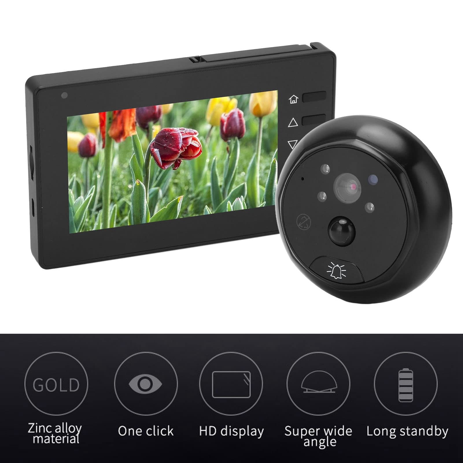 Visualizzatore Spioncino Digitale, Sensore CMOS con Schermo LCD TFT da 720P 4,3 Pollici Full HD da 1 MP con Telecamera per Campanello Video, Rilevamento Del Movimento per La Casa
