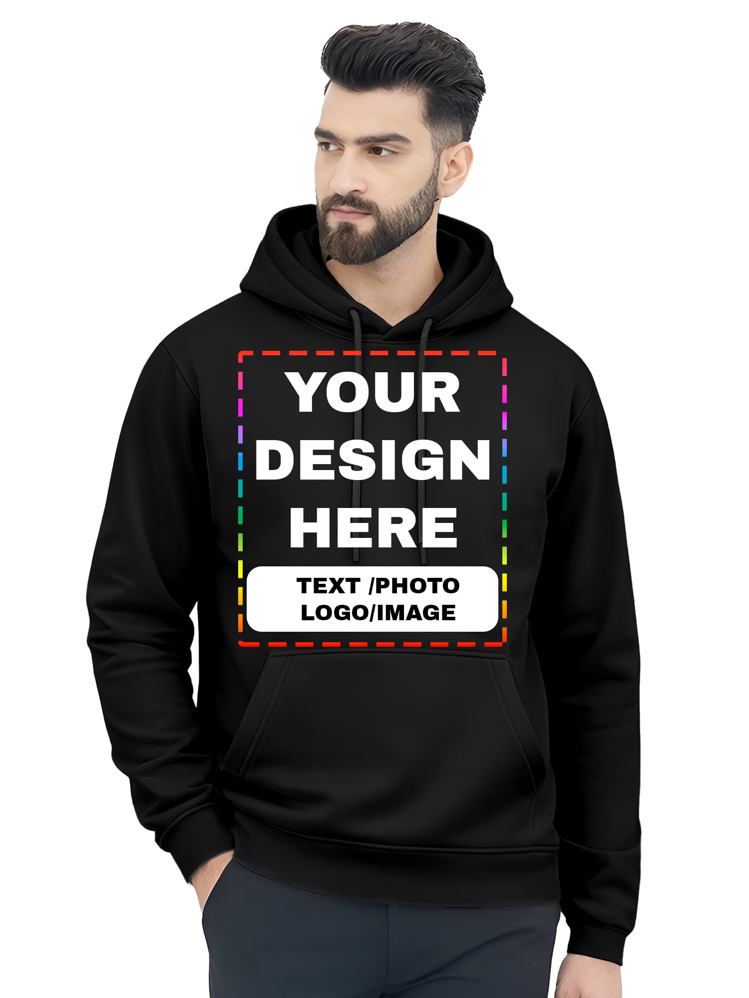 Men’s Custom Hoodie | Personalized Printed Hoodie for Men | Cotton Fleece Sweatshirt | Winter Wear with Custom Text Logo Photo Print-image-14