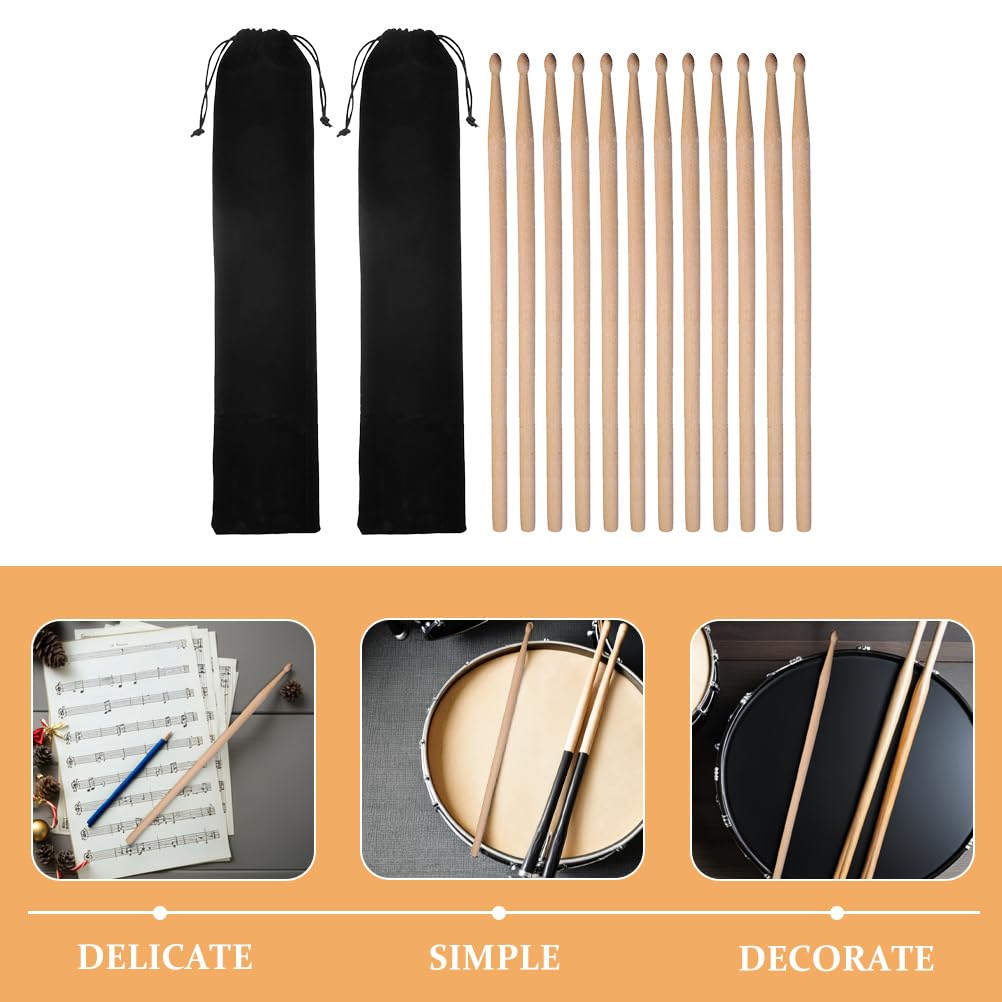 2 Sets Drumsticks 5A Rutschfeste Percussionsticks mit Aufbewahrungskoffer für Jazz-E-Drums Musikinstrument Percussion Schwarz