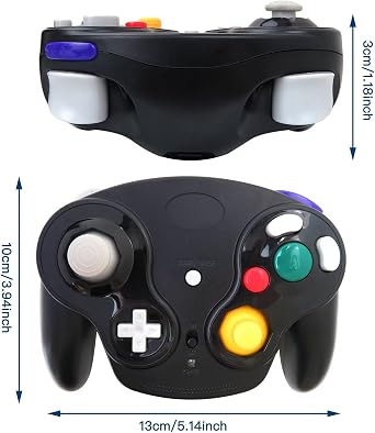 クラシック ワイヤレス コントローラー Nintend Gamecube コンソールに適合、NGC GC コンソール用ワイヤレス ゲームパッド、レシーバー/アダプター付属 オレンジ