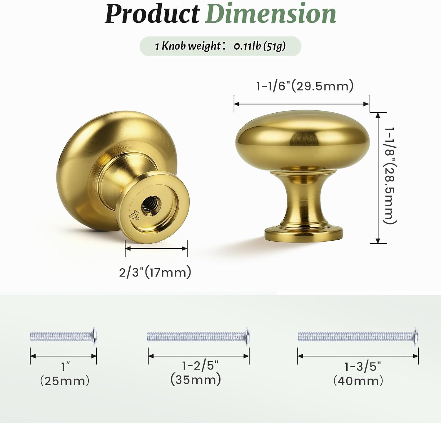 Knobonly 30 Pack Cabinet Knobs, Champagne Bronze Knobs for Dresser Drawers, Solid 1-1/4 Inch Kitchen Drawer Pulls