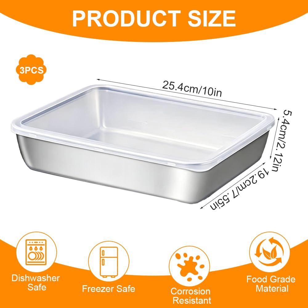 Boîtes à découper en acier inoxydable 1700 ml Boîte à découper empilable Boîtes à découper en acier inoxydable frais avec couvercle pour fromage, viande et sausage