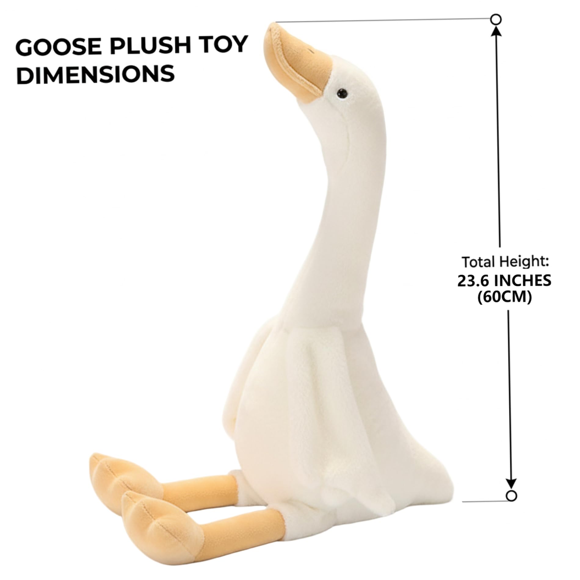 Peluche Cigno Peluche Oca Soffici Bianche per Letto e Divano Simpatico Arredamento per la cameretta e Regalo di, 24 Pollici, Cigno