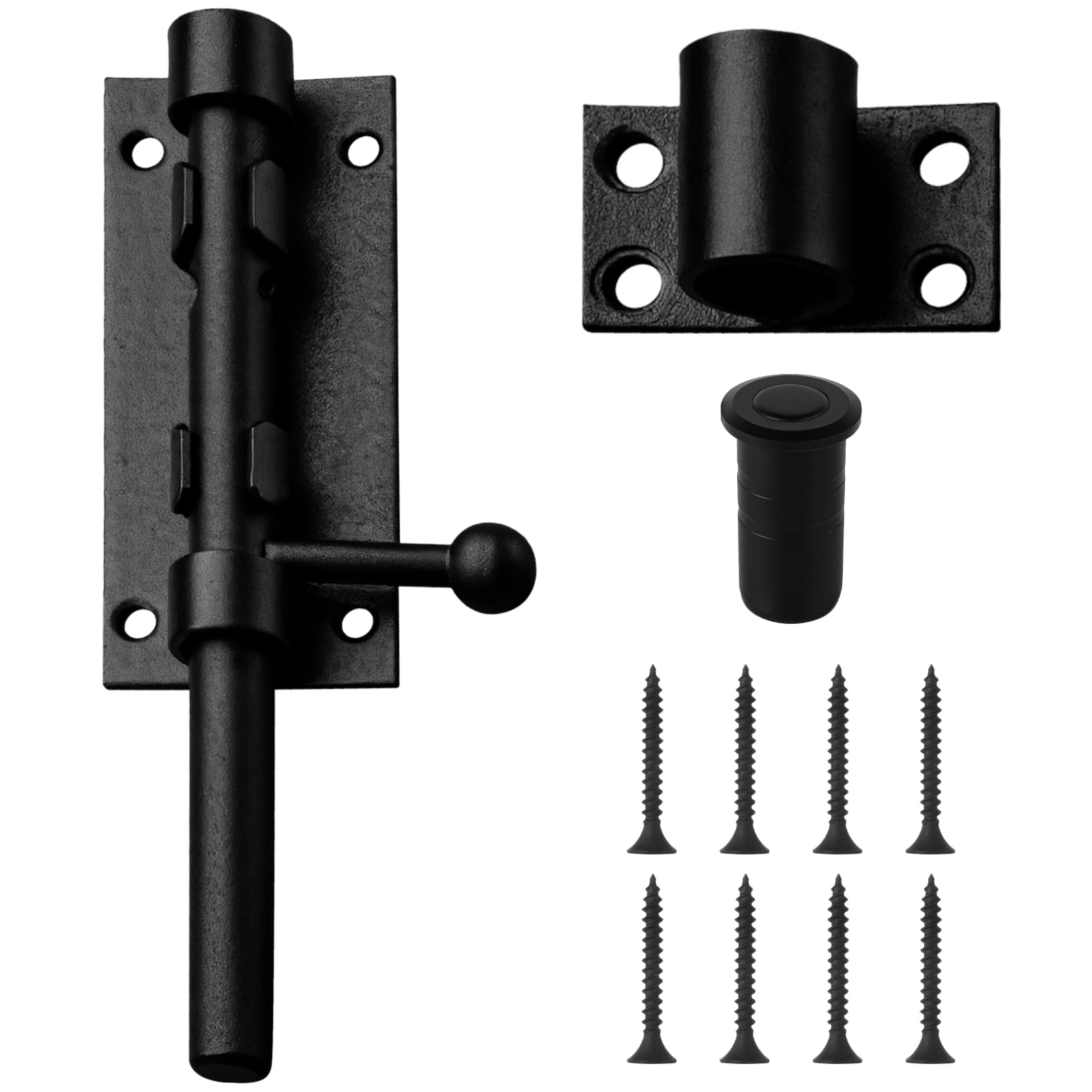 Packool Barrel Bolt Lock, 304 Stainless Steel Heavy Duty Slide Bolt Gate Latch Hardware Door Latch for Wooden Fence Yard Door
