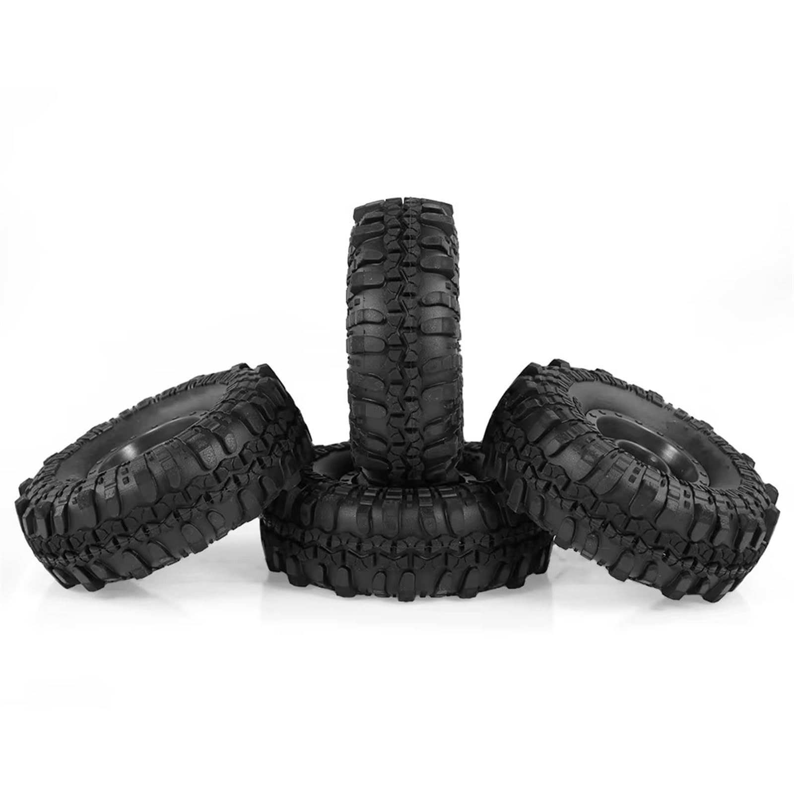 Rc Tire Jante pour Axial pour SCX24 90081 pour AXI00001 4PCS 1.0" 49 * 18mm Beadlock Micro Crawler Wheel Rims Pneus Set pour 1/24 RC Crawler Car(Black)