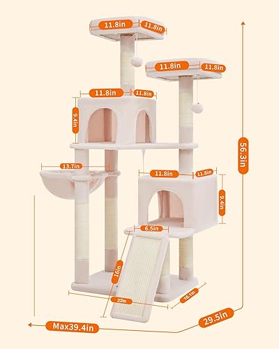 Miniatura 9 de Árbol para gatos, torre de gato de 37.4 pulgadas para gatos de interior, adecuado para gatitos, condominio de felpa con 5 postes rascadores, percha