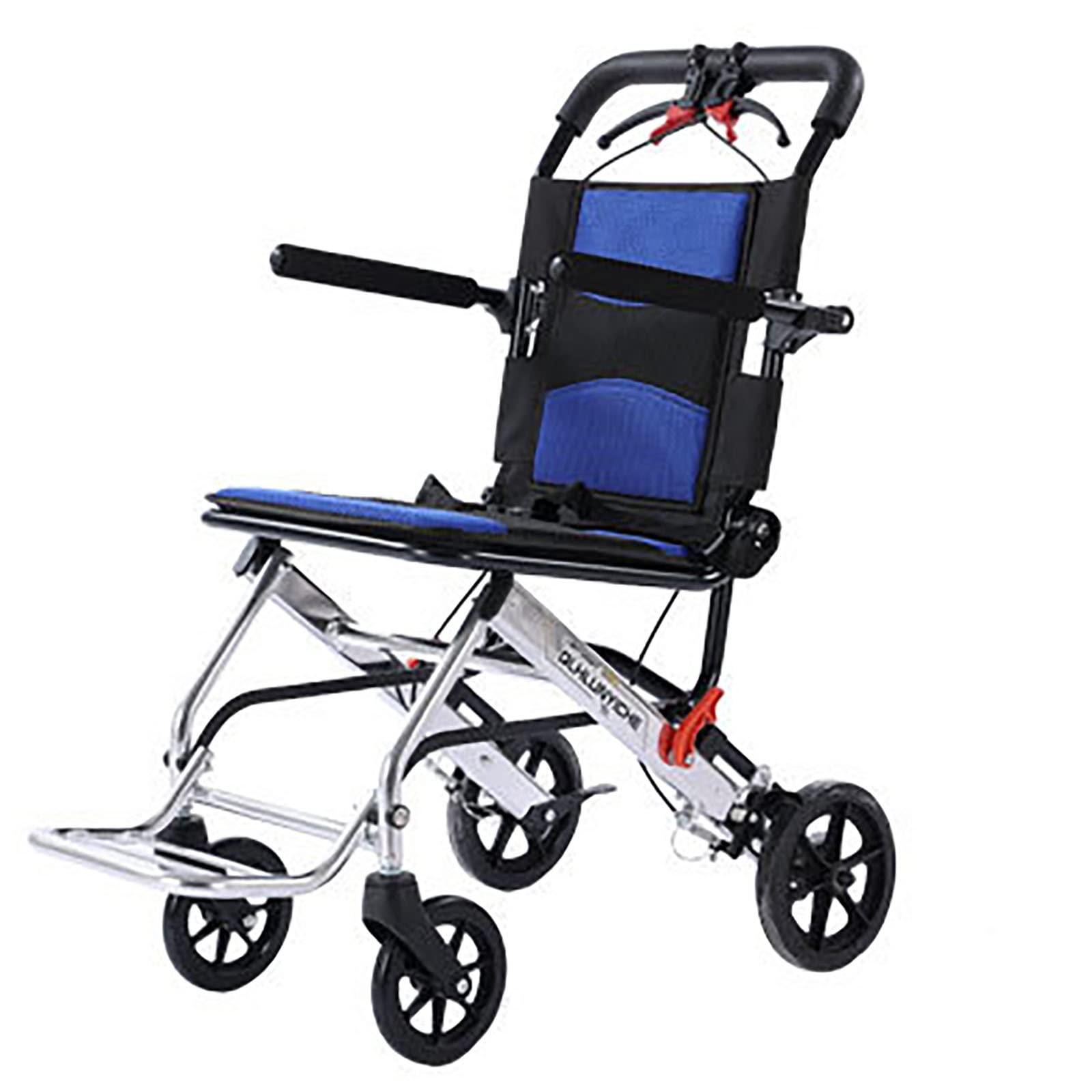 SXSLTSA Lightweight Aluminium Wheelchair, Folding Wheelchair Aluminium Alloy Portable Transport Wheelchair Trolleys for Elderly Aircraft Travel (Color : C)