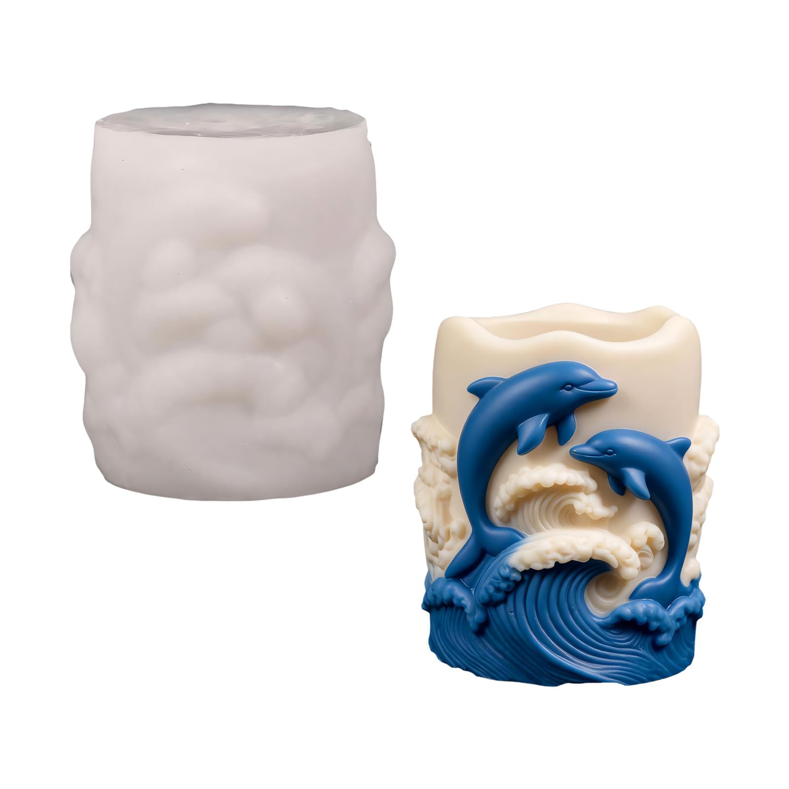 Zxfdsfdbnm Silicone Mold with Marine Relief Design, Cylindrical Pillar Form for Projects, Home Decor Displays, and Craft Projects Marine Mold Silicone Pillar Craft Home Decor Use