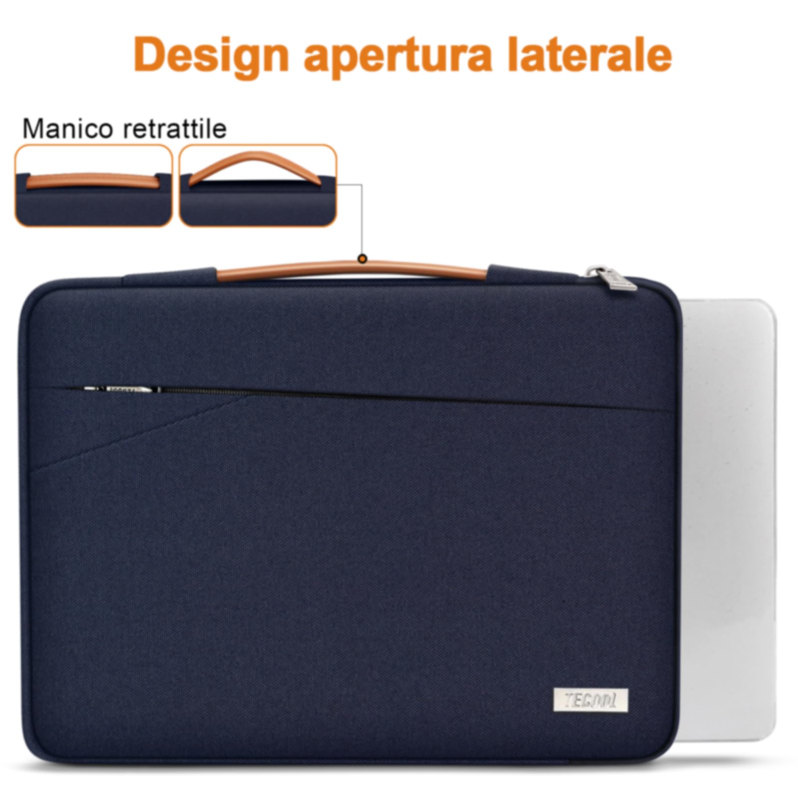 TECOOL 14 Pollici Custodia PC Portatile per 14'' HP Dell Acer ASUS Lenovo Thinkpad Ideapad Chromebook Notebook, MacBook Air 15 M2 M3 M4 2023-2025 Custodia Protettiva Laptop Borsa, Blu scuro