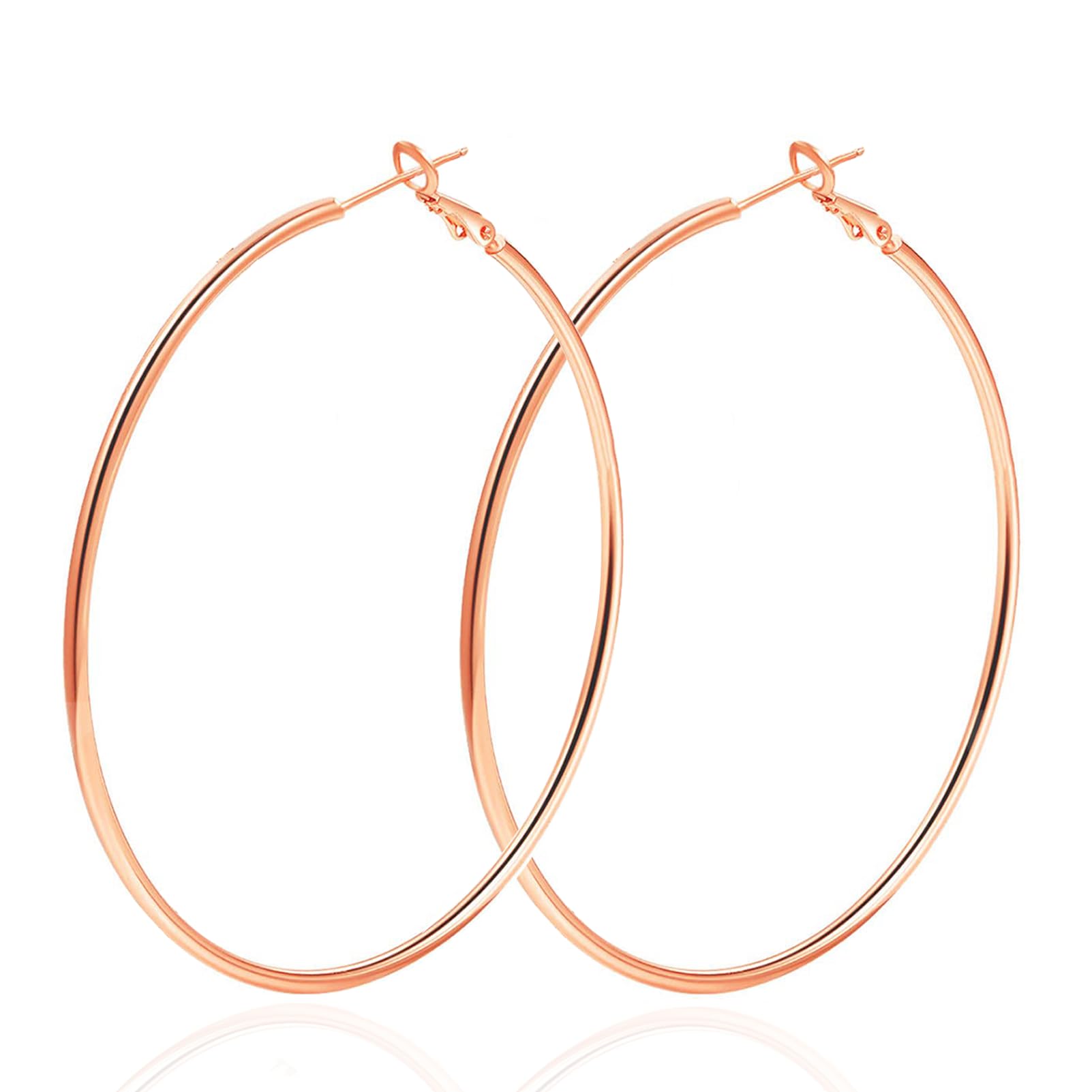 DENNSHH 1 Pairs 60 70mm Silver 14K Gold Rose Gold Hoop Earrings for Women Hypoallergenic Stainless Steel Lightweight