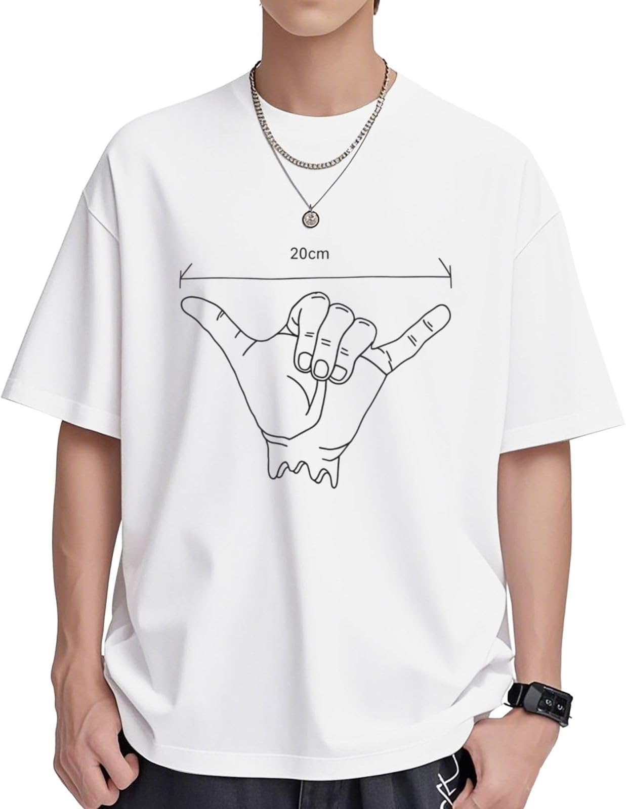 大体20cm メンズ半袖クルーネックコットンカジュアルtシャツ