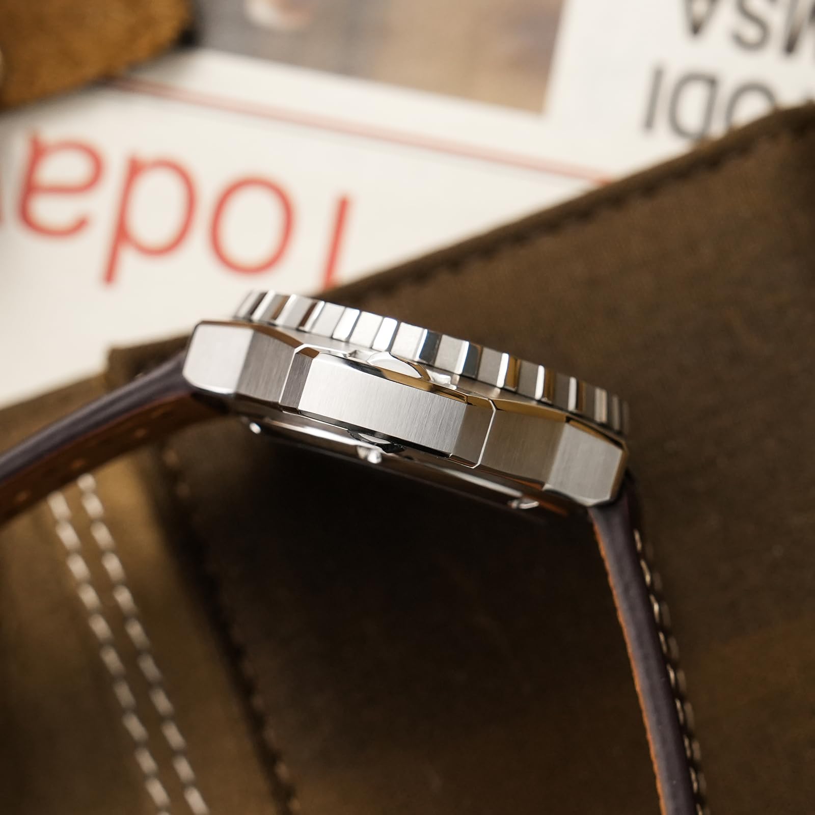 watchdives WD1968 - Orologio subacqueo da uomo, PT5000 PT5004, automatico, 49,8 mm, vetro zaffiro, BGW9, luce blu, impermeabile, con cinturino in pelle