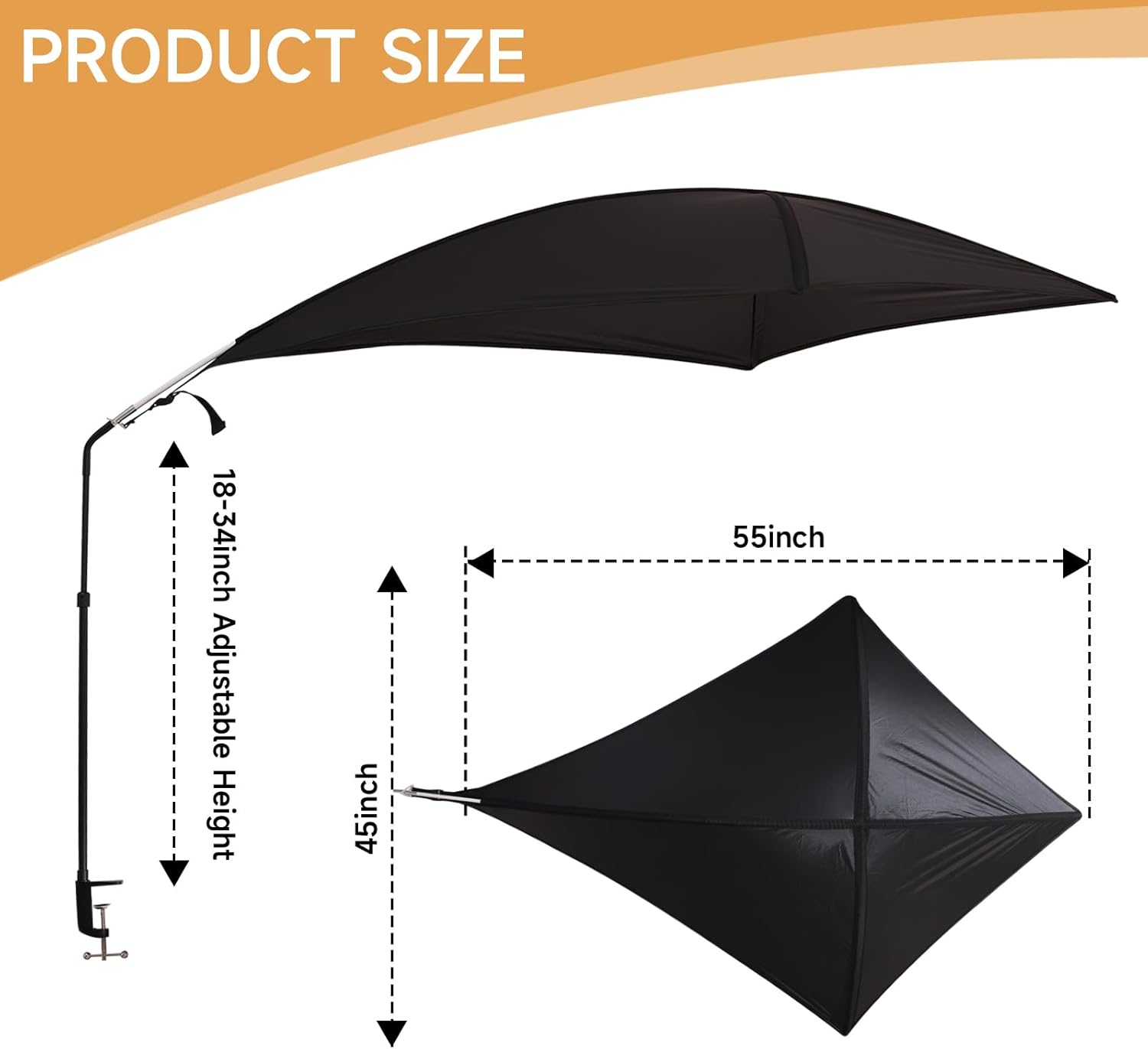 Cubicle Shade and Desk Canopy, Adjustable Large Office Light Shield to Block Overhead Light and AC Draft, Privacy Tent and Portable Leaf Cover with Quick-Setup Kite Frame