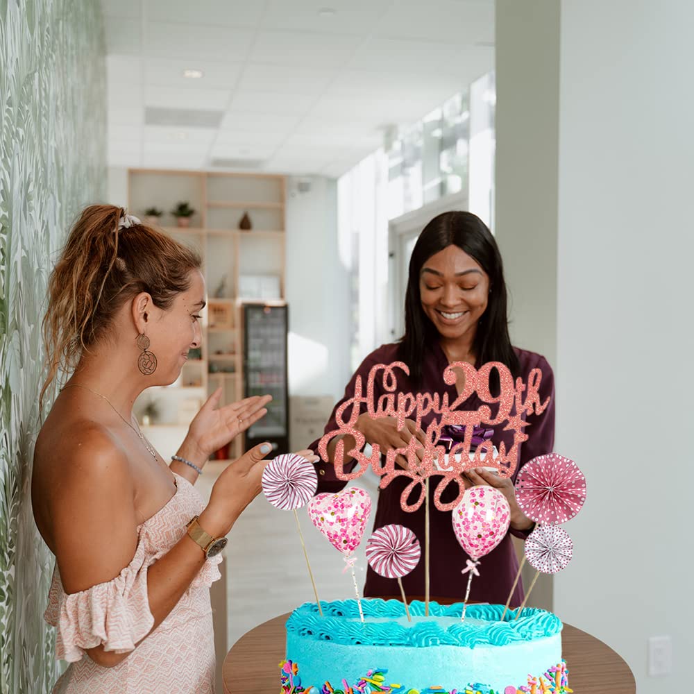 Decorazione per torta 29° compleanno – Happy 29th Birthday Decorazione per uomo e donna – Decorazione per torta nera con Hello 16 Glitter Cake Topper
