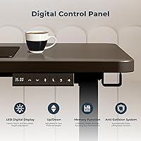 Vista 5 de Adjustable Stand Up Desk with Memory Preset, Standing Desks 55 x 24 Inch Electric Home Office Desk Computer Workstation Splice Black Top + Black