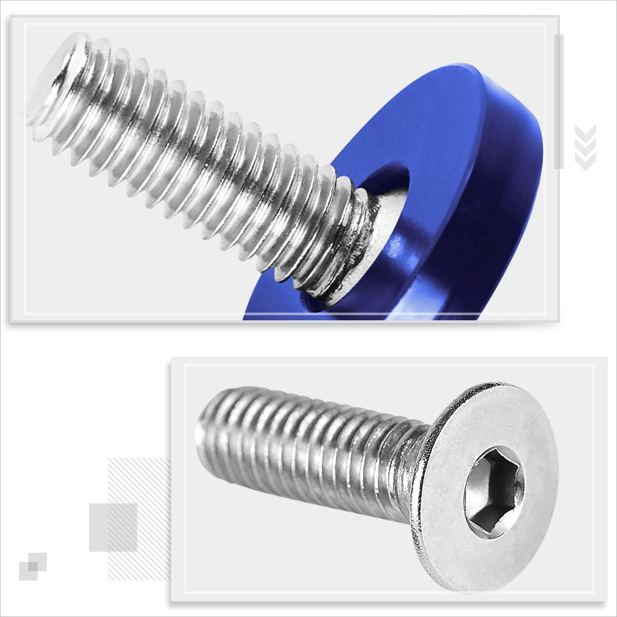 (20 Pcs ) Blue Aluminum Fender Washers Bolts Screw Dress Up Kit | 20MM Wide | Fits M6 x 1.0 Thread Fender Holes