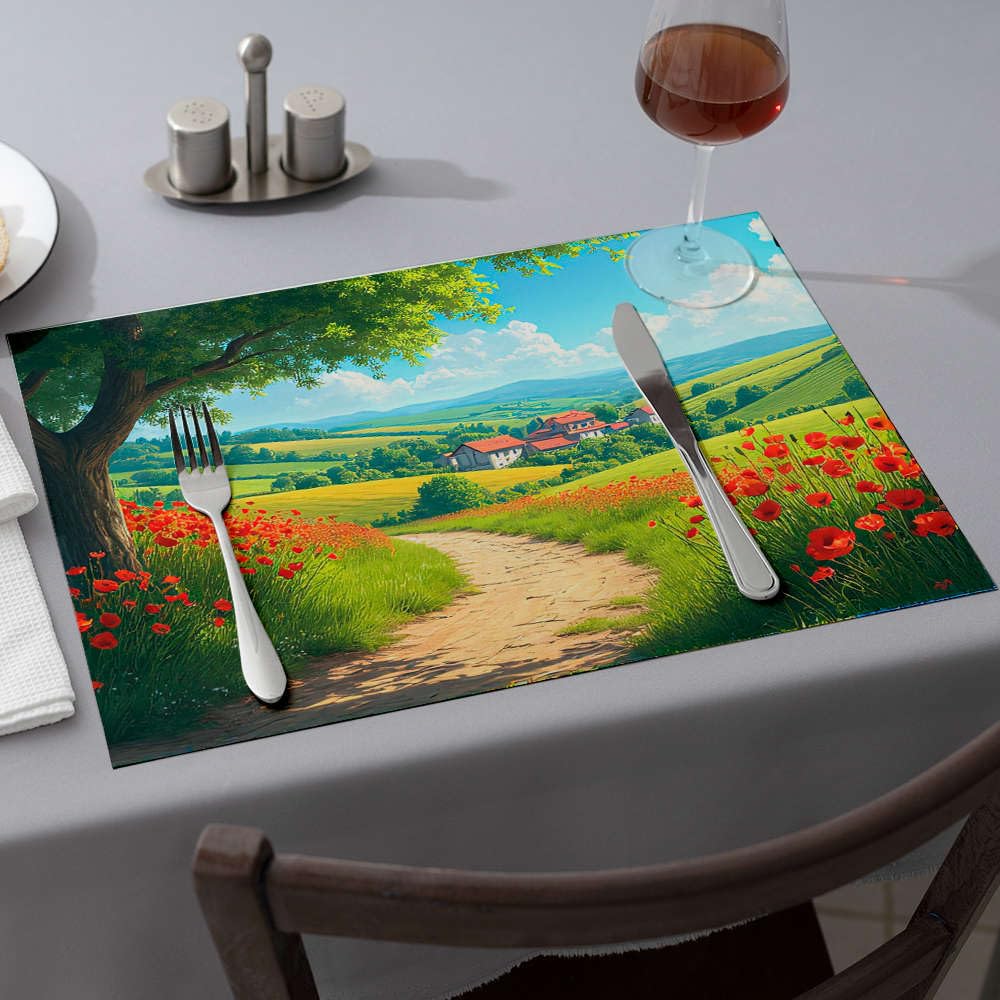 Sets de table en silicone chemin de pierre nappe cuisine lot de 6