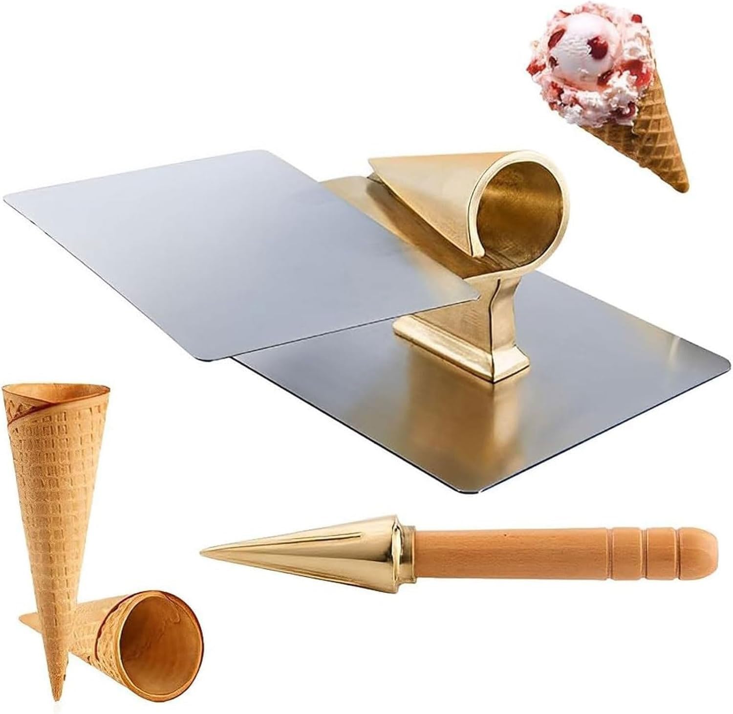 GYKOZY Ice Cream Cone Molds, Baking Waffle Cone Tool, Non-Stick Pastry Former for Homemade Desserts (S)