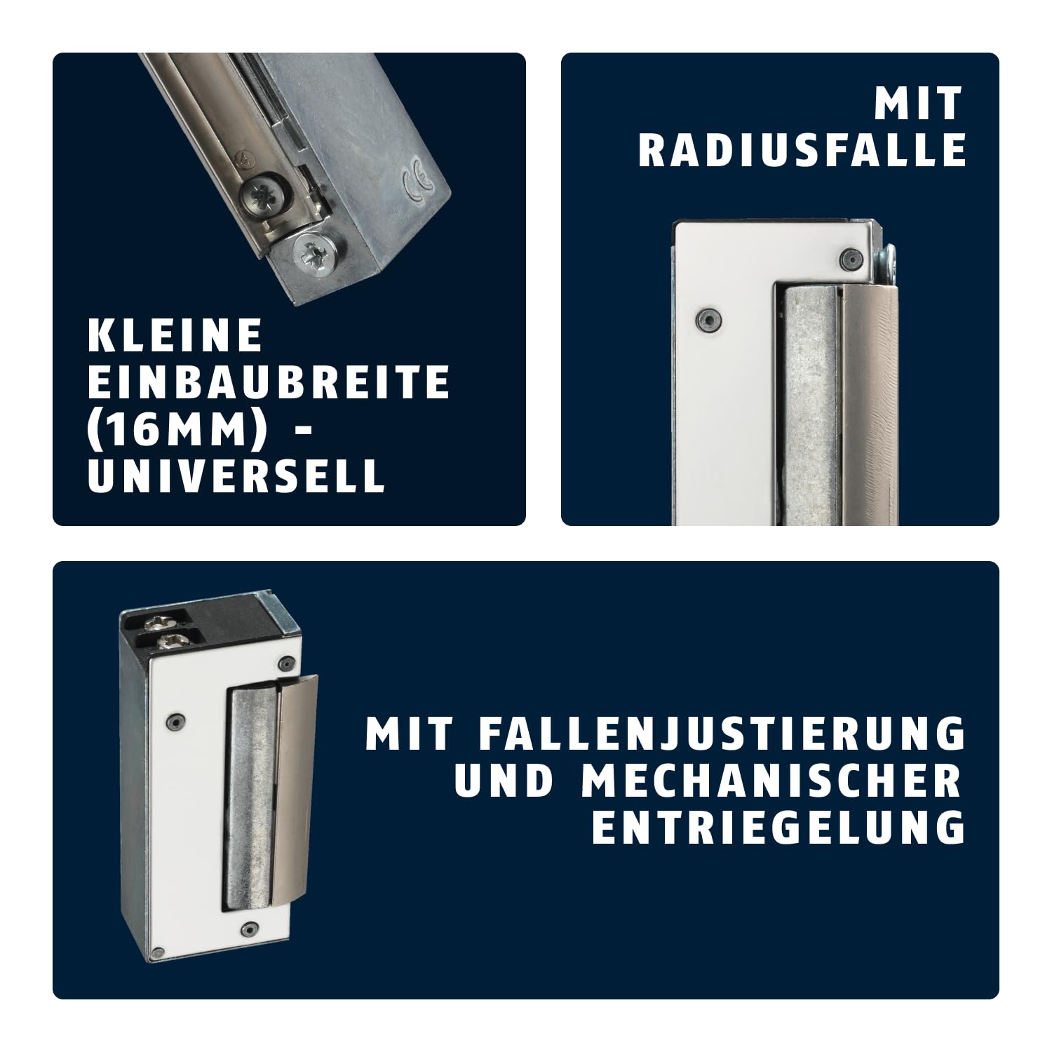 ABUS Elektrischer Türöffner ET75 - für linke und rechte Türen - 9-16 V Nennspannung - mit Hebel zur mechanischen Entriegelung