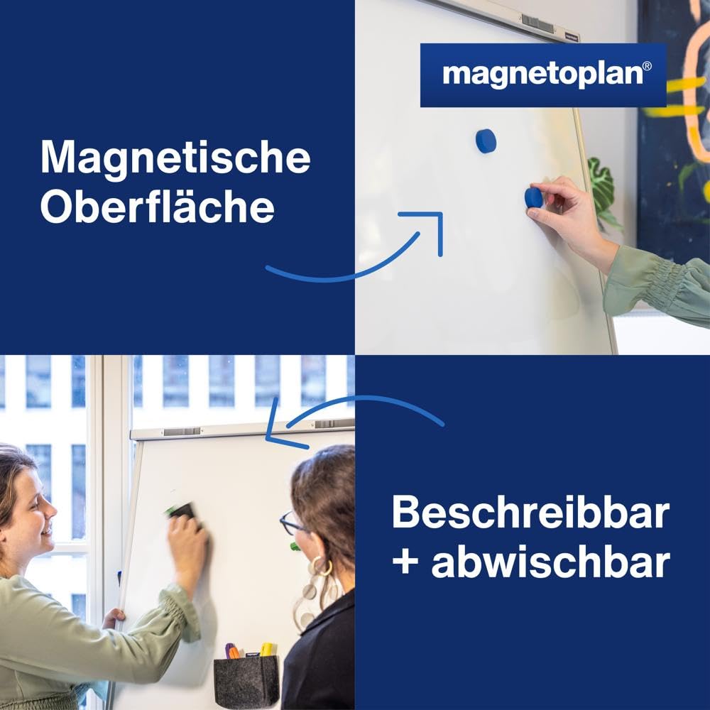 magnetoplan Flipchart Junior SP | BxH 680x1045mm | Höhenverstellbar bis 1,85 m | Mit Dreibeinstativ | Farbe: Astral Silber | Flipchart Tafel | Magnethaftende Schreibtafel | Klappbare Ablageleiste | Höhenverstellbar bis 1,85m | Mit Dreibeinstativ | Farbe:
