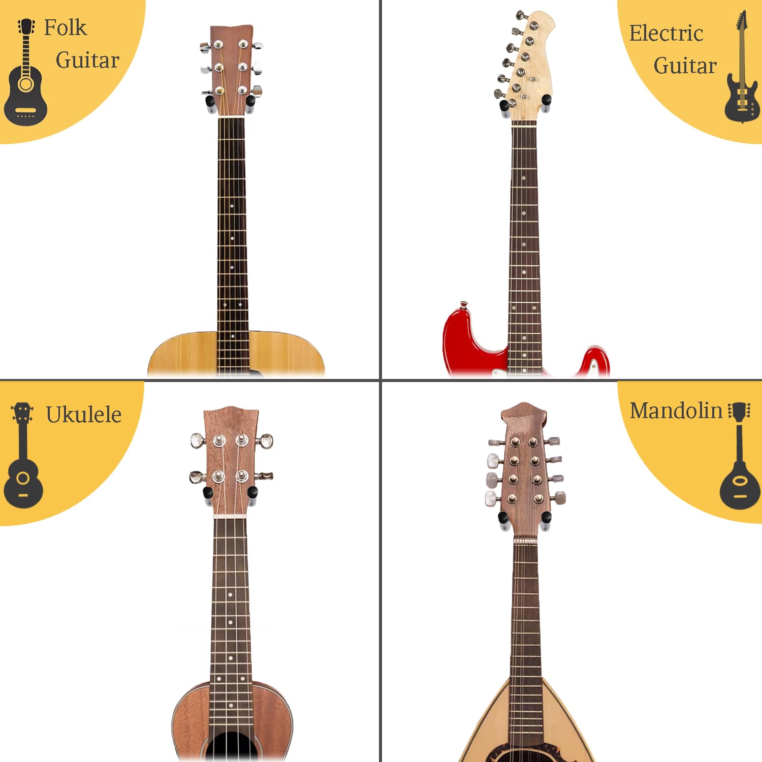 Onmiwod Soporte de pared acrílico para guitarra, soporte de pared de guitarra en forma de U, soporte de pared para guitarra acústica, guitarra eléctrica, banjo, bajo, para guitarristas y hombres