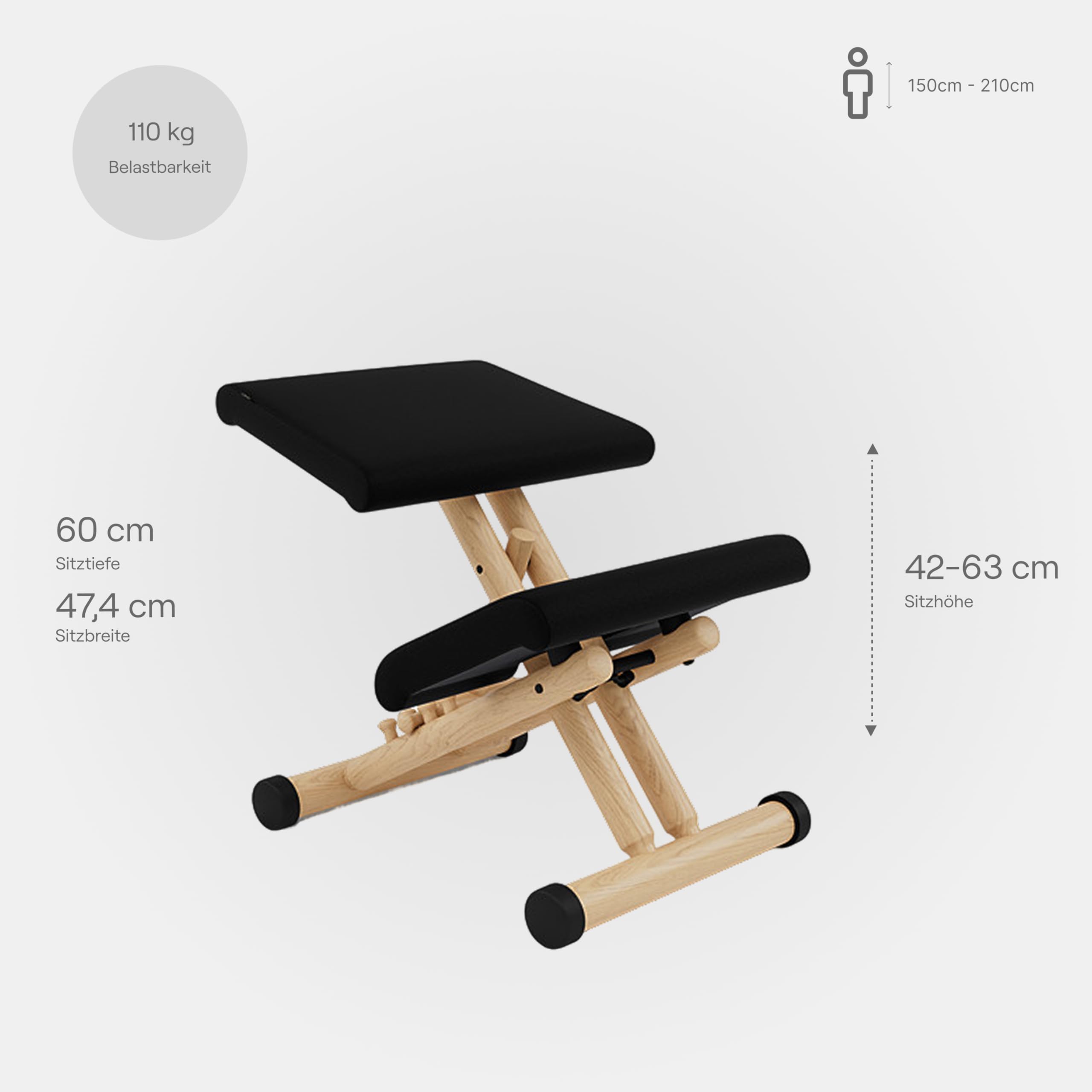 Varier Multi Klappbarer Ergonomischer Kniestuhl, platzsparender Hocker