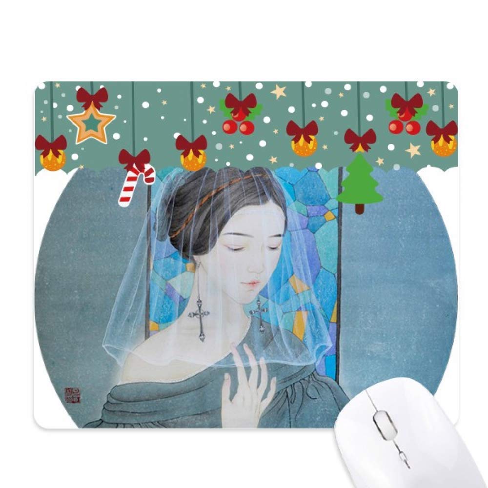 Alfombrilla de ratón blanca con elegante pintura china de hilo azul para oficina 5