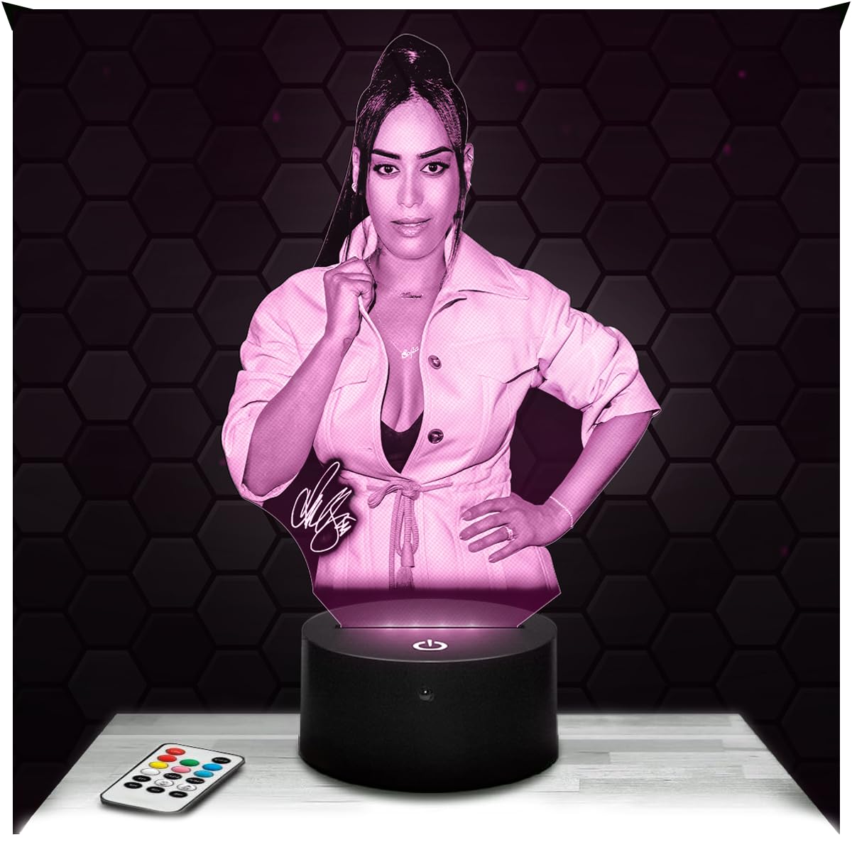 Lampephoto.fr - Amel Bent 3D Lamp, Night Light 3D LED Illusion Lamp, French Variety Singer, Gift idea for Boys and Girls, Night Light for Children's or Adult's Bedroom, Gifts Merchandising