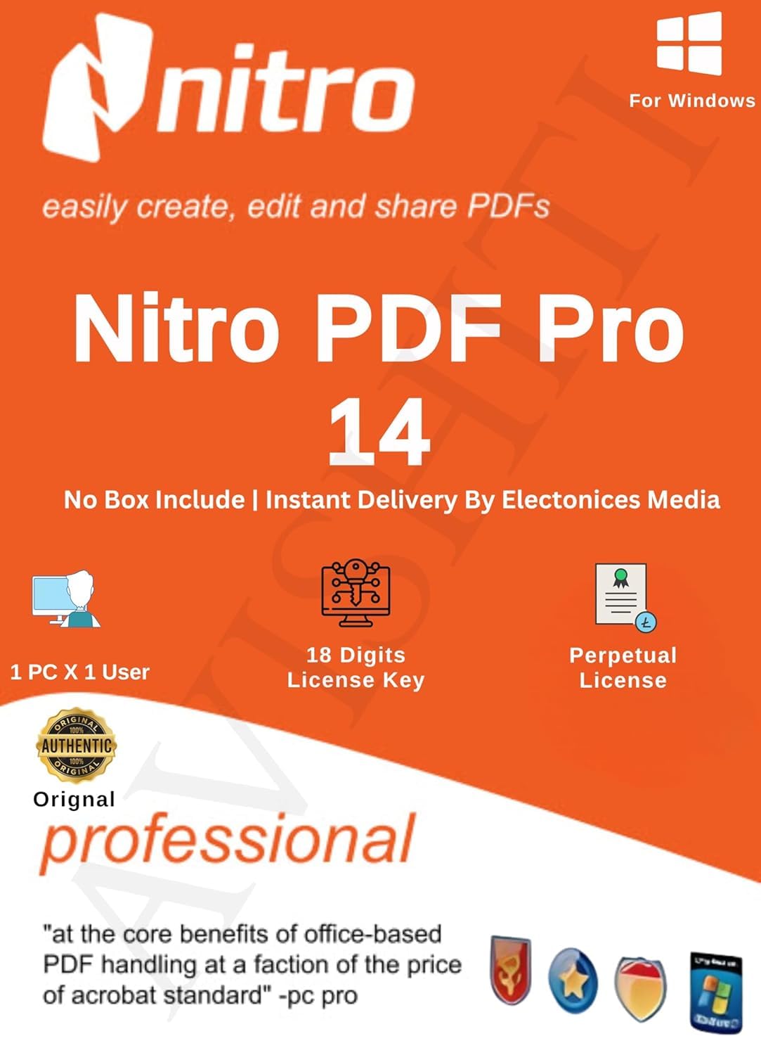 AVISHITI Nitro PDF Pro 14 | Latest 2024 Edition 14.32 | PDF Editor & All PDF Solutions | Lifetime Validity | 1 X 1 PC | Compatible For Windows