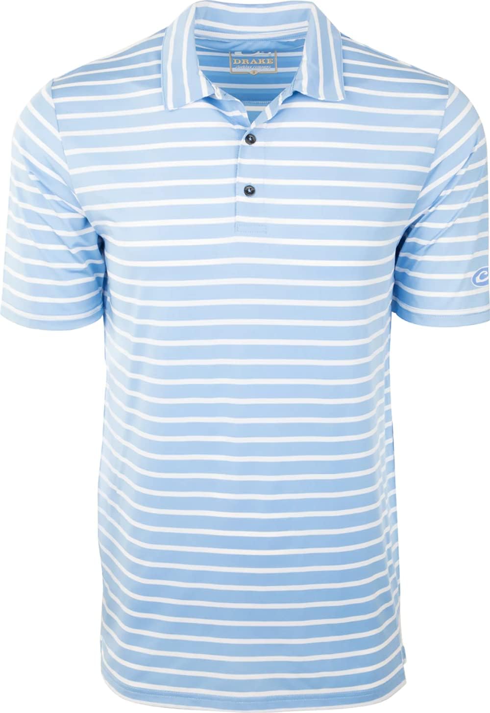 Drake Waterfowl Performance Stretch Striped Polo Sky Blue w/White Stripes XLarge