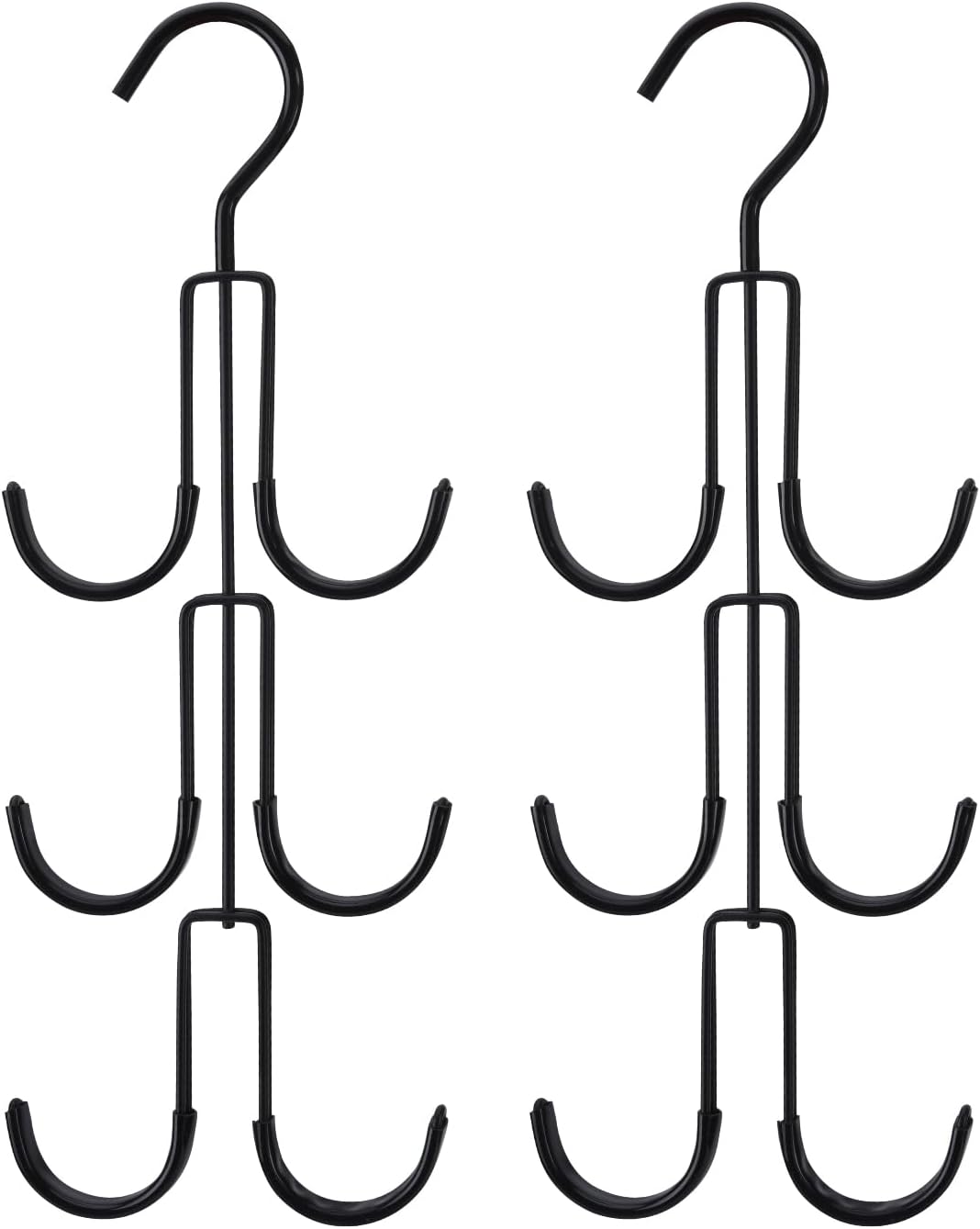 Non Slip Purse Hangers - 2 Pack, Handbag Hangers, Bag Keeper & Organizer with Soft Coated Hooks, Fits Up to Six Bags, Space Saving, Black