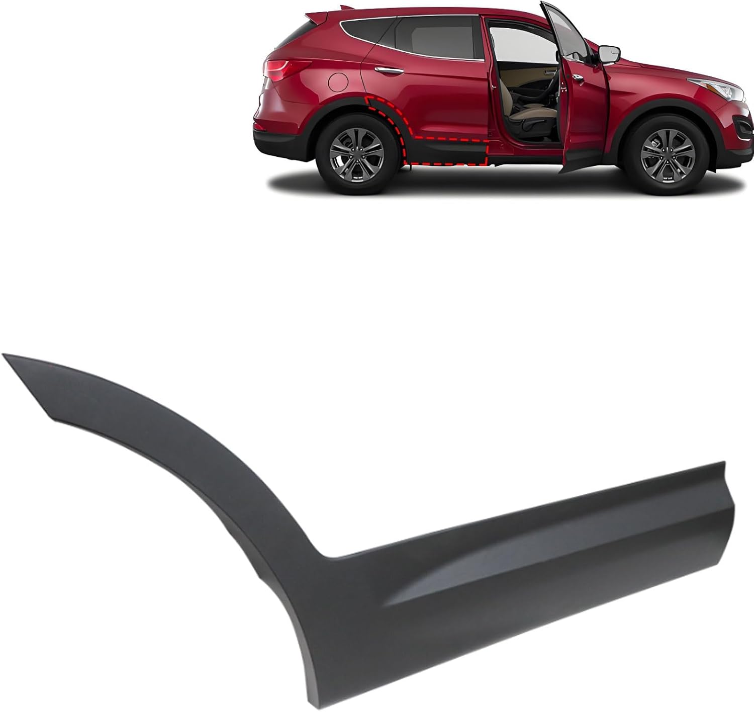 SecosAutoparts Rear Door Molding Right Side Compatible with Hyundai Santa Fe 3.3L 2013-2018 Replace# 87732-B8000CA, 87732B8000CA