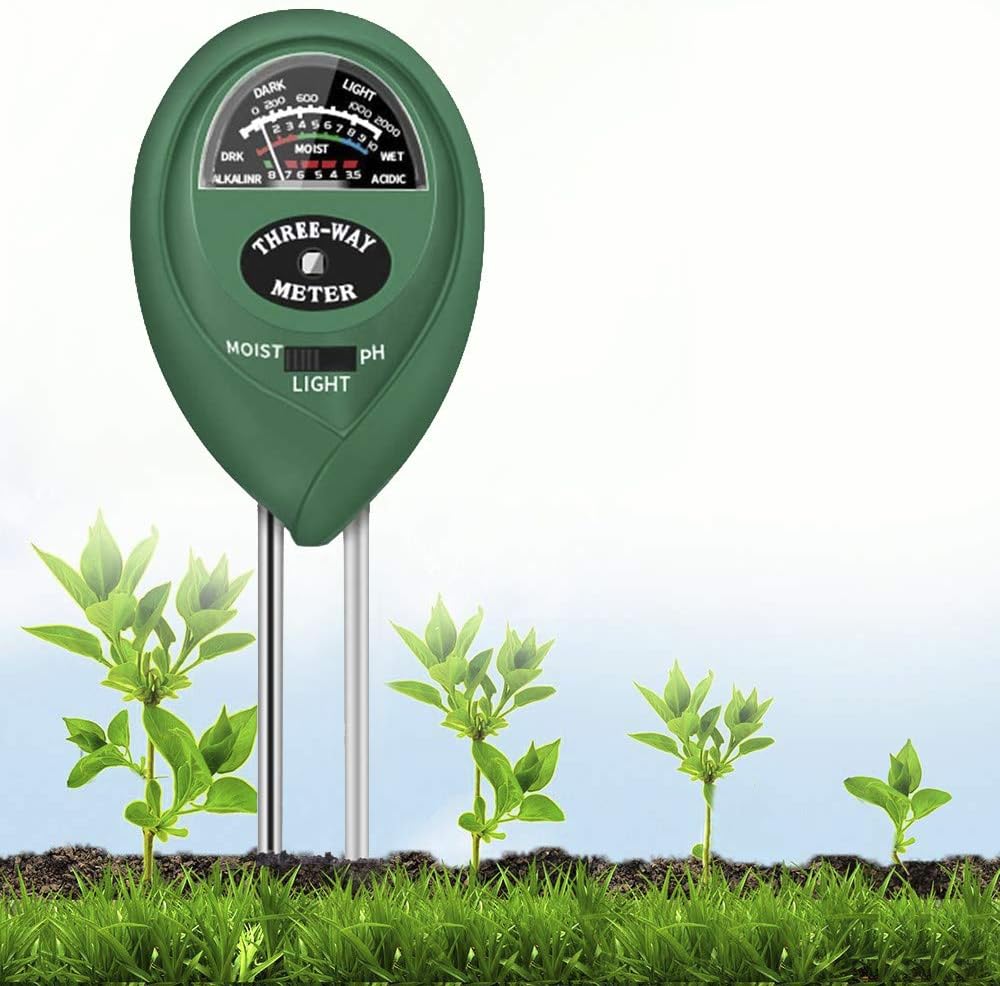 Soil PH Meter, 3-in-1 Plant Moisture/PH/Sunlight Tester Gardening Tool Testing Kits for Garden Care, Water Meter Garden, Lawn, Farm, Indoor&Outdoor Plants,No Batteries Required, Green