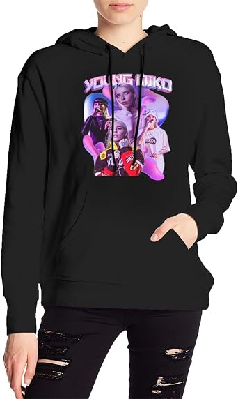 Women Men 80s&90s Long Sleeve Drawstring Hoodies Pullover Sweatshirt