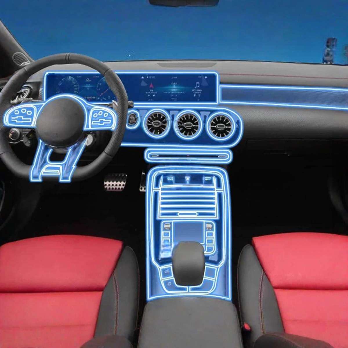 Car Interior Center Console Media Dashboard Navigation TPU Protector Film Anti-Scratch, for Benz AMG A35 A45 2020-2023