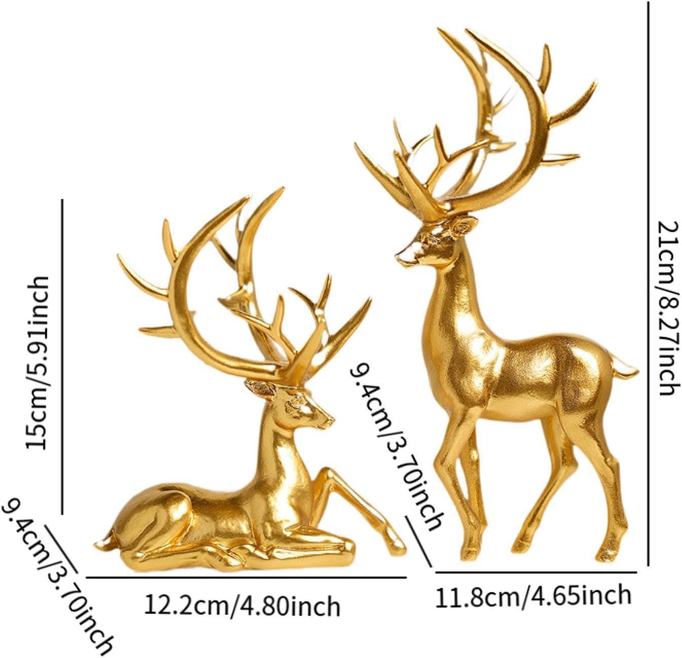 Baoblaze Couple Deer Statues Decorative Sculptures Resin Figurines for Living Room Countertop Cat Wall Clock Non Ticking Silent Hanging Decor for Kids Children