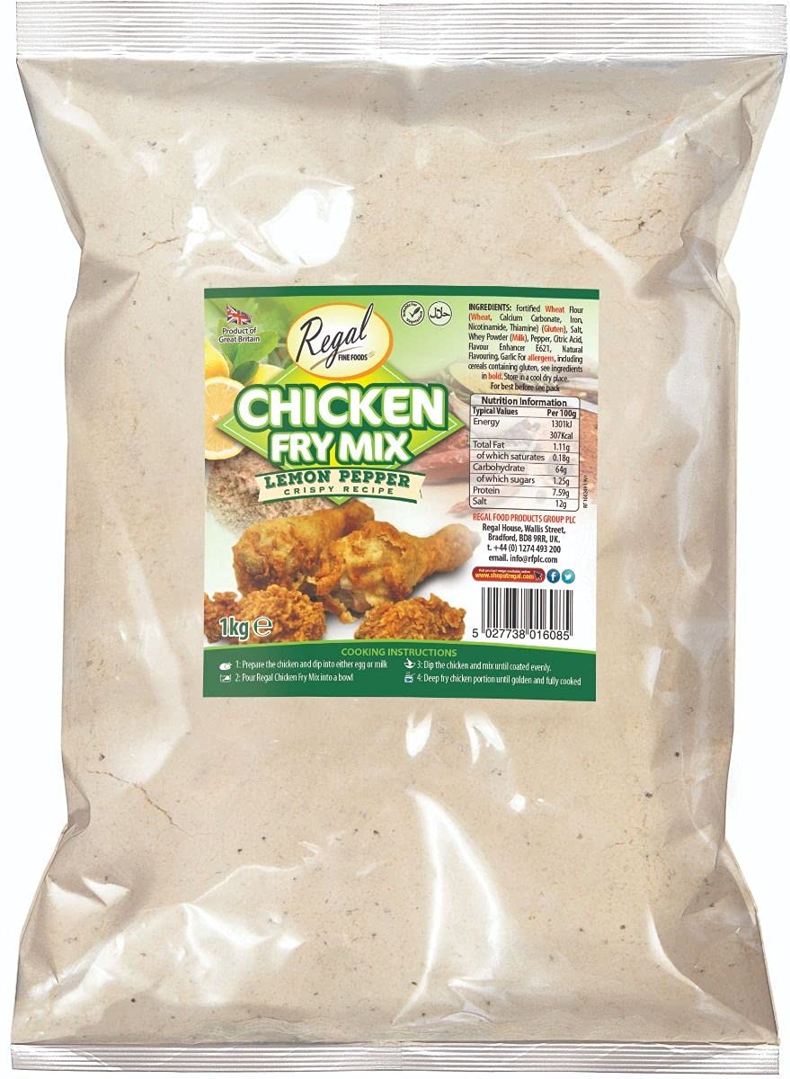 Regal Food Chicken Fry Mix Lemon Pepper 1kg -Spice Mix For Cooking Chicken Recipes, Curry, Roasting, Marinades, And Many More