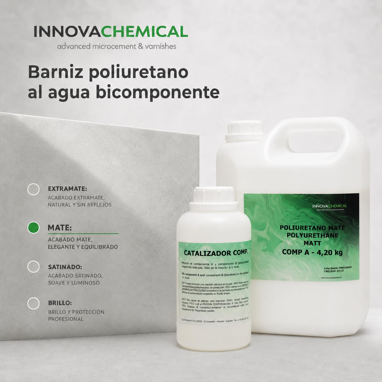 Barniz Poliuretano al Agua 2C Mate 5kg para Microcemento