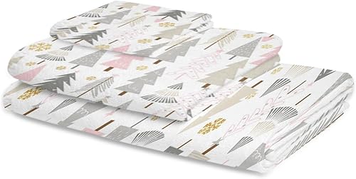 Miniatura 2 de Juego de toallas de baño de árbol rosa de Navidad, juego de toallas de mano de microfibra para baño, cocina, playa, toallas decorativas suaves de