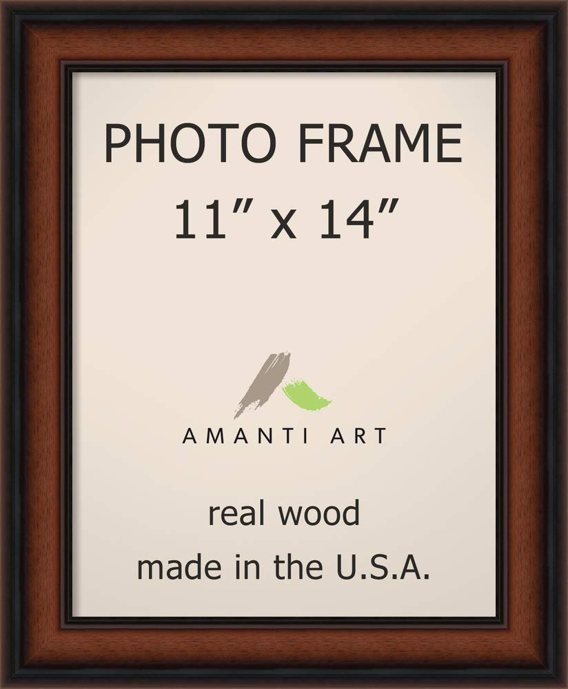 Wood Picture Frame 11x14 Glass, Cyprus Walnut Narrow - Photo Frame, Art Frame