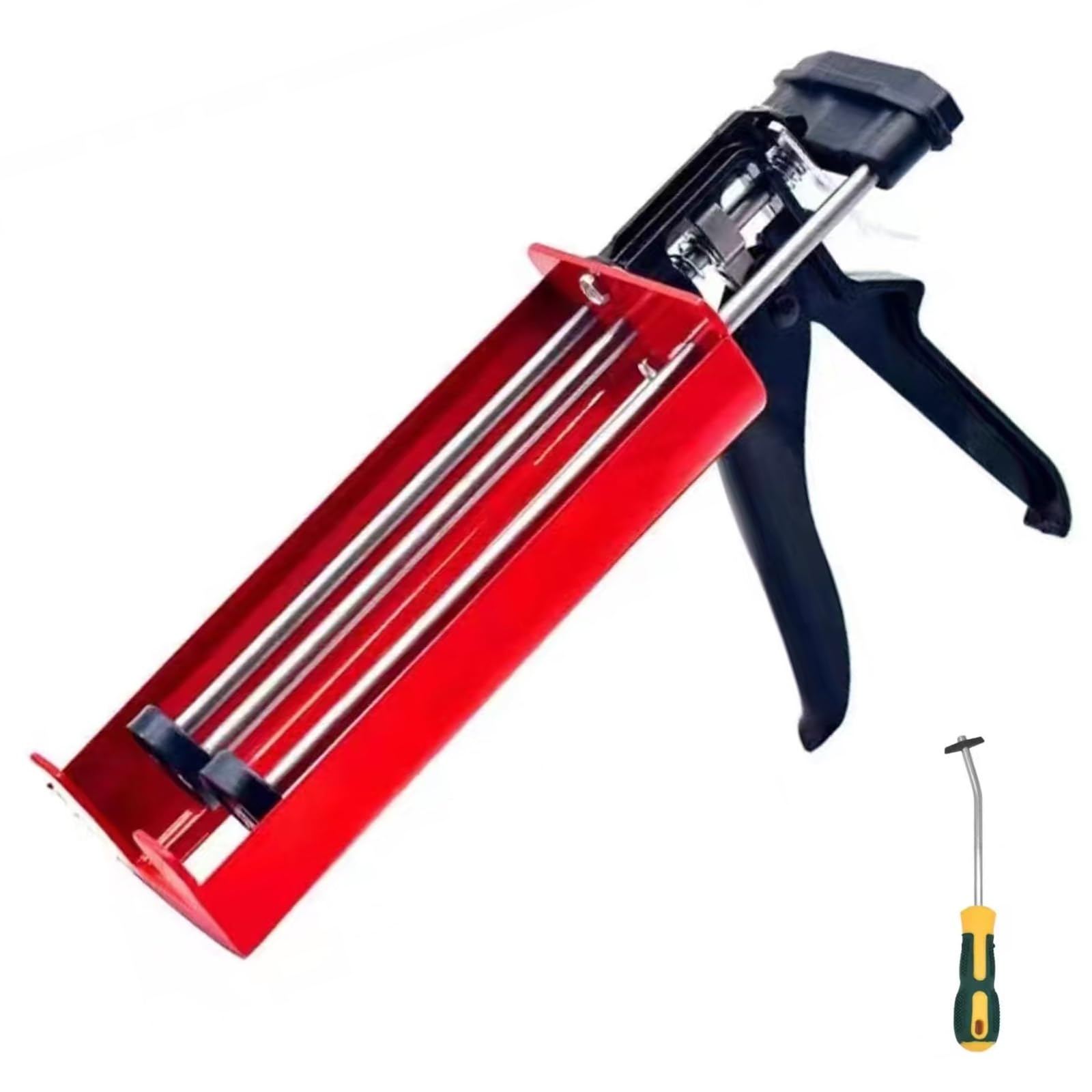 Twin Cartridge Caulking Gun,Dual Component Adhesive Applicator with Comfort Grip, 400 Ml Dual Cartridge Caulk Gun
