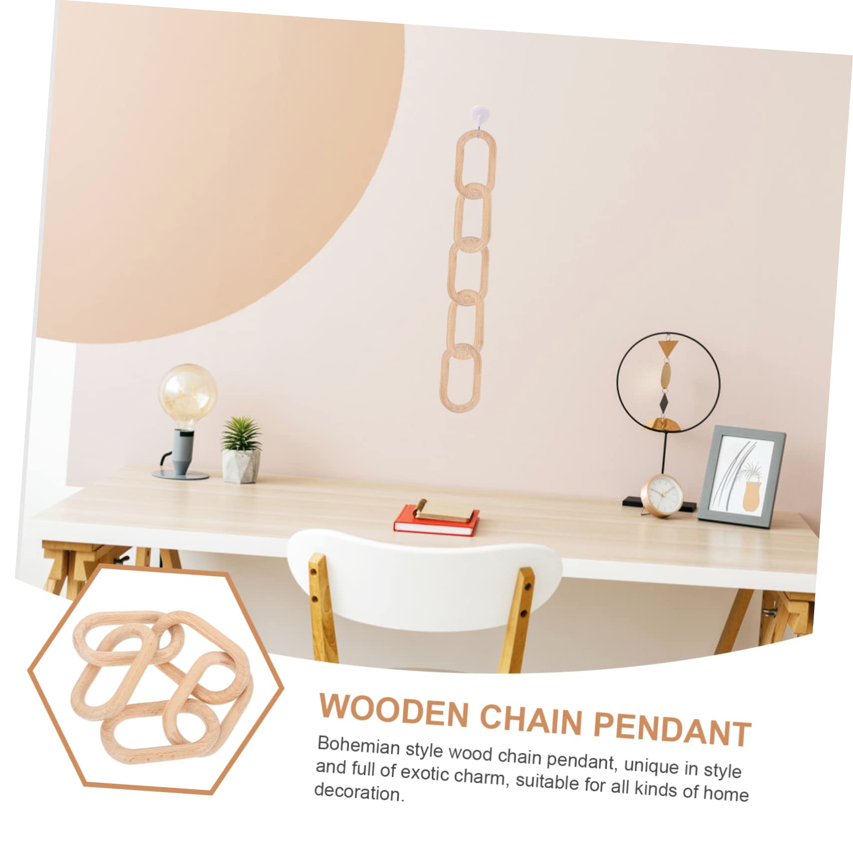 ifundom 3pezzi Decorazione Murale Legno Bohemien Con Catena Pendente Accessorio Per Interni Salute e Sicurezza Per Ambienti Domestici e Cerimonie