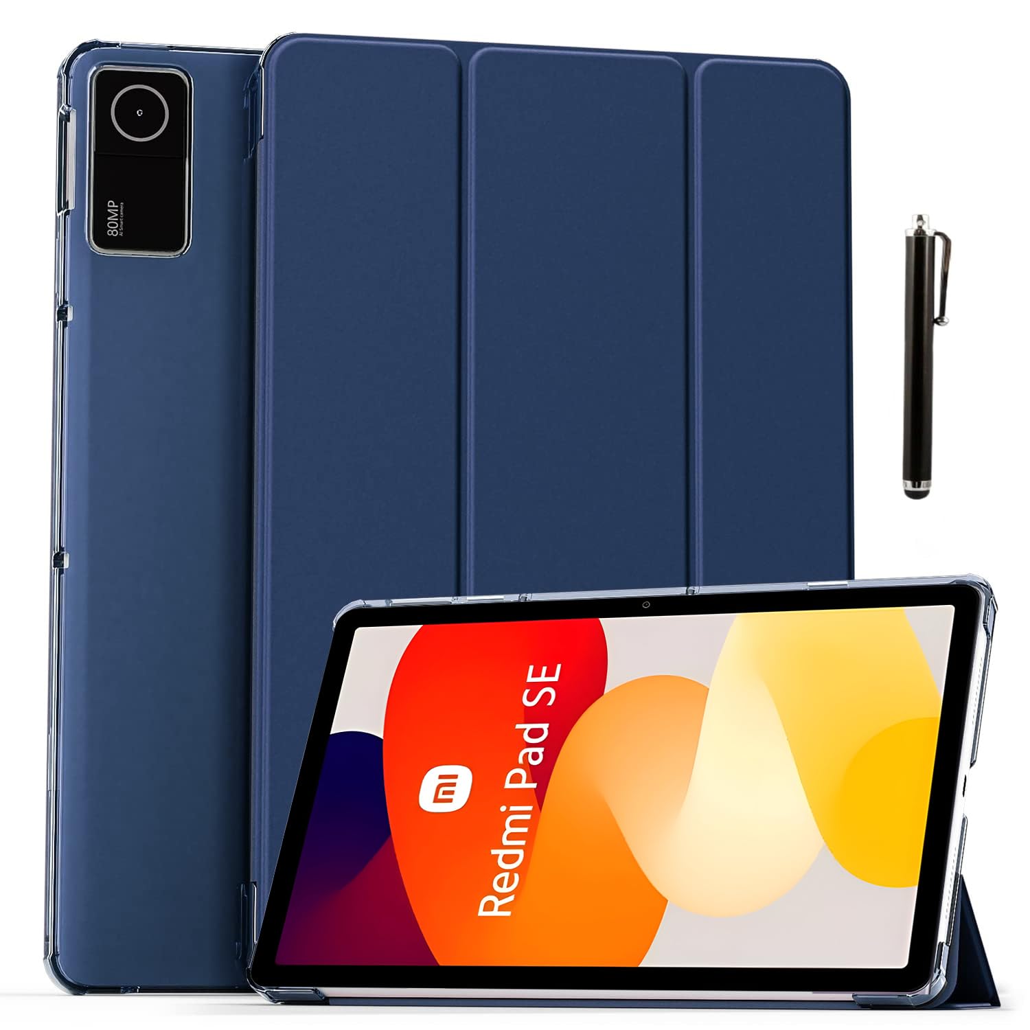 ProElite Case Cover for Redmi Pad SE 11 inch Cover, Smart Flip Case Cover for Redmi Pad SE 11 inch Translucent Back with Stylus Pen [Auto Sleep Wake Feature], Dark Blue