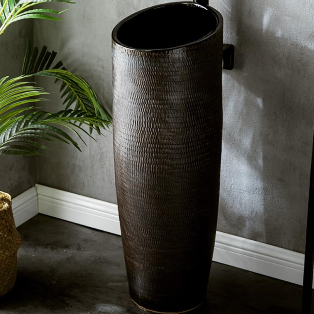 Intérieur Lavabo simple d'extérieur avec robinet et kit de vidange, évier colonne sur pied for balcon Facile à installer