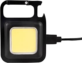 B W Portable LED Work Light with Handle – USB Rechargeable Flashlight with Square COB Panel – Compact Utility Torch for Garage, Camping & Emergency – Black