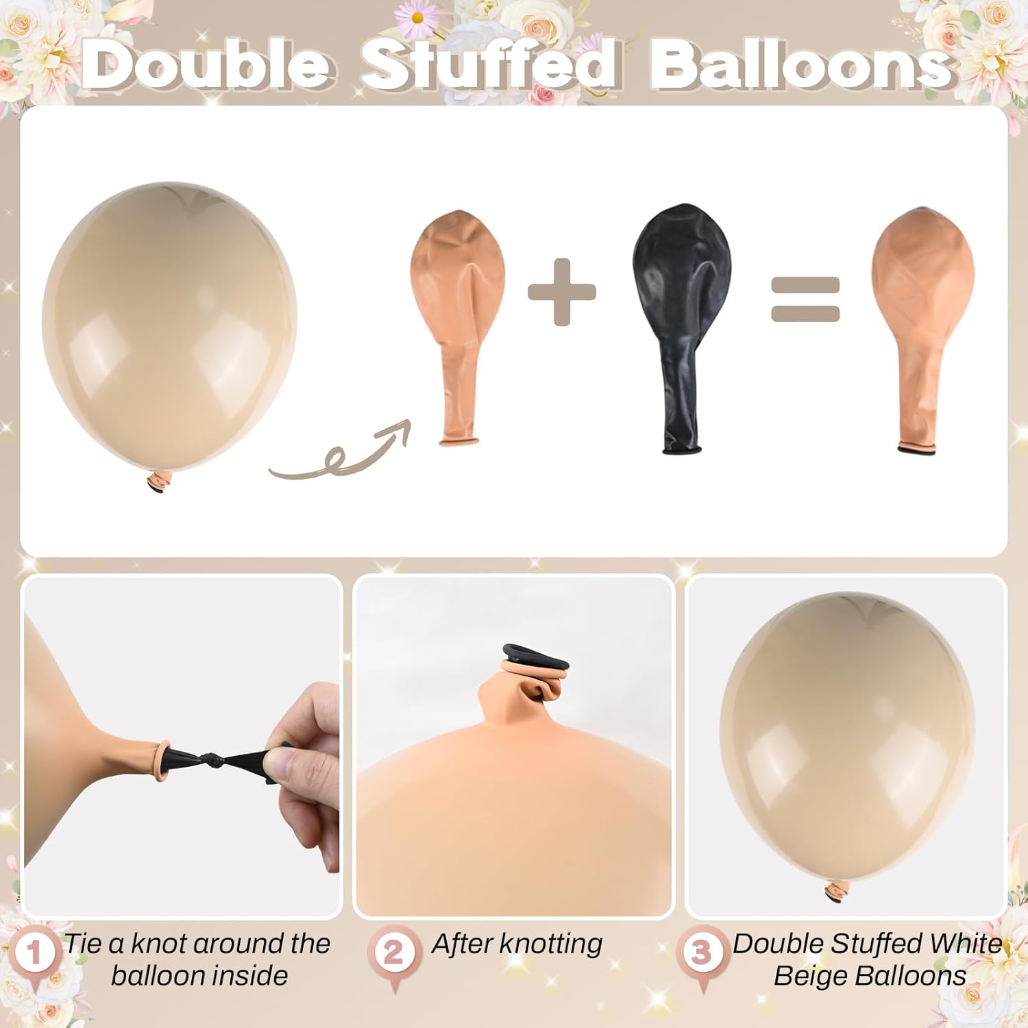 Brown and Gold Balloons 12 Inch Double Stuffed Dark Coffee Tan Cream Beige Sand Nude Neutral Latex Balloon Confetti Balloons for Boho Birthday Rodeo Thanksgiving Baby Bridal Shower Party Decor - Image 4